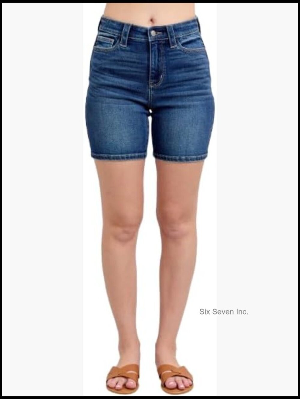High Waist Bermudas Shorts with Back Flap Pockets Plus Size